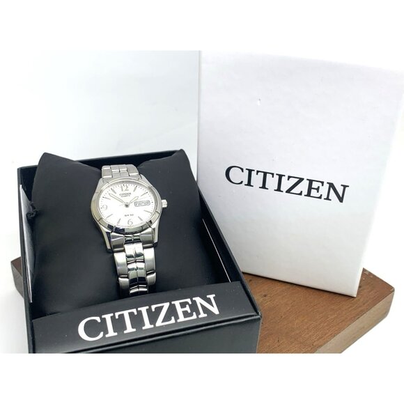 Citizen Women's Watch EQ0540-57A Quartz Silver Dial Day Date Petite 25mm Steel - Picture 3 of 15